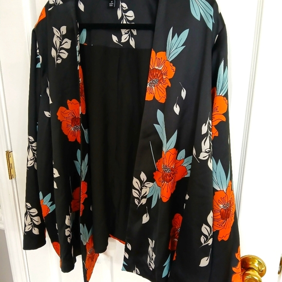 Dark Floral Curations Jacket Blazer Office Business Casual Career Size 2X - Picture 4 of 6